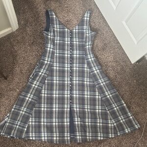 Elegant Plaid Blue Dress